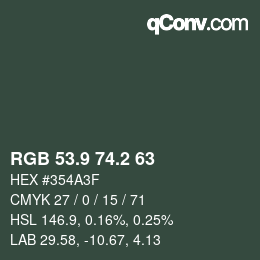 カラーコード: RGB 53.9 74.2 63 | qconv.com