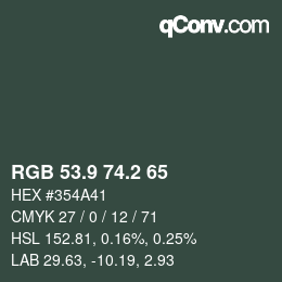 Color code: RGB 53.9 74.2 65 | qconv.com