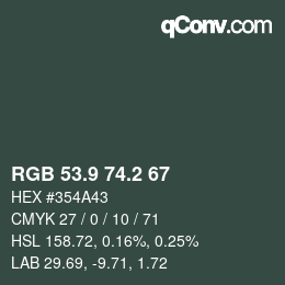 Color code: RGB 53.9 74.2 67 | qconv.com