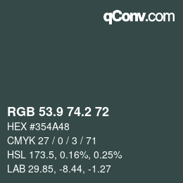 カラーコード: RGB 53.9 74.2 72 | qconv.com