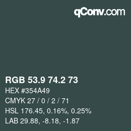 カラーコード: RGB 53.9 74.2 73 | qconv.com