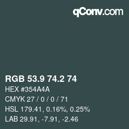 Farbcode: RGB 53.9 74.2 74 | qconv.com