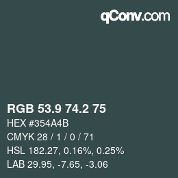 カラーコード: RGB 53.9 74.2 75 | qconv.com