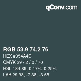 カラーコード: RGB 53.9 74.2 76 | qconv.com