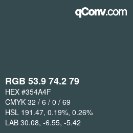 Color code: RGB 53.9 74.2 79 | qconv.com
