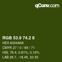カラーコード: RGB 53.9 74.2 8 | qconv.com