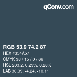 カラーコード: RGB 53.9 74.2 87 | qconv.com