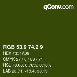 Color code: RGB 53.9 74.2 9 | qconv.com