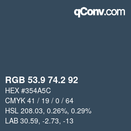 Color code: RGB 53.9 74.2 92 | qconv.com