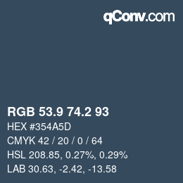 カラーコード: RGB 53.9 74.2 93 | qconv.com