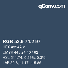 Color code: RGB 53.9 74.2 97 | qconv.com