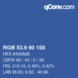カラーコード: RGB 53.9 90 158 | qconv.com