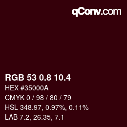 カラーコード: RGB 53 0.8 10.4 | qconv.com
