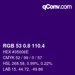 カラーコード: RGB 53 0.8 110.4 | qconv.com