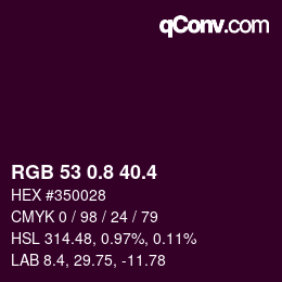 カラーコード: RGB 53 0.8 40.4 | qconv.com