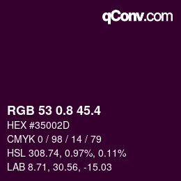 カラーコード: RGB 53 0.8 45.4 | qconv.com