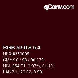 カラーコード: RGB 53 0.8 5.4 | qconv.com