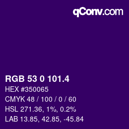 カラーコード: RGB 53 0 101.4 | qconv.com