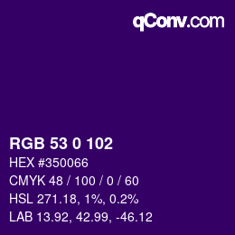 颜色代码: RGB 53 0 102 | qconv.com
