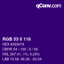 颜色代码: RGB 53 0 116 | qconv.com