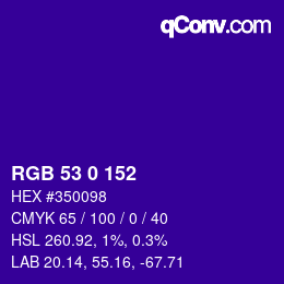 Color code: RGB 53 0 152 | qconv.com