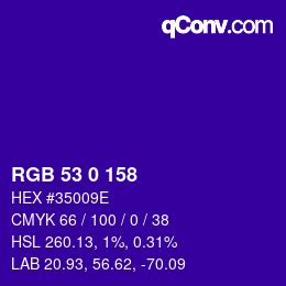 Color code: RGB 53 0 158 | qconv.com