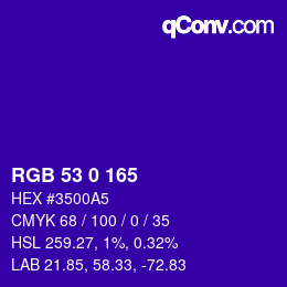 Color code: RGB 53 0 165 | qconv.com