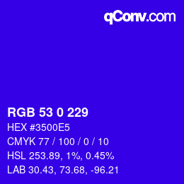 Color code: RGB 53 0 229 | qconv.com