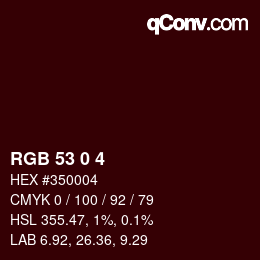 カラーコード: RGB 53 0 4 | qconv.com