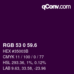 カラーコード: RGB 53 0 59.6 | qconv.com