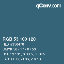 Color code: RGB 53 100 120 | qconv.com
