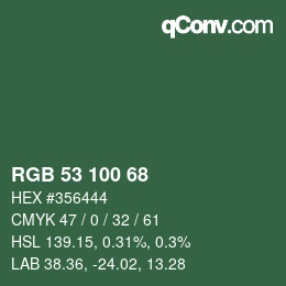 颜色代码: RGB 53 100 68 | qconv.com