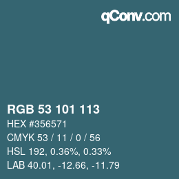 Color code: RGB 53 101 113 | qconv.com