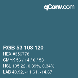 Color code: RGB 53 103 120 | qconv.com