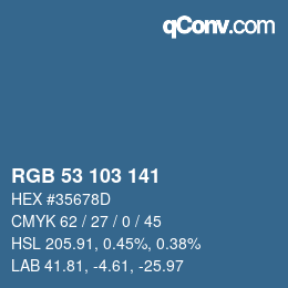 颜色代码: RGB 53 103 141 | qconv.com