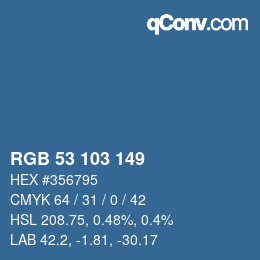 Color code: RGB 53 103 149 | qconv.com