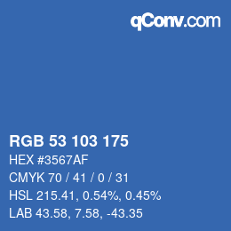 カラーコード: RGB 53 103 175 | qconv.com