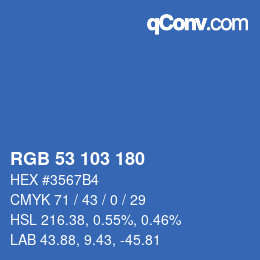 Color code: RGB 53 103 180 | qconv.com