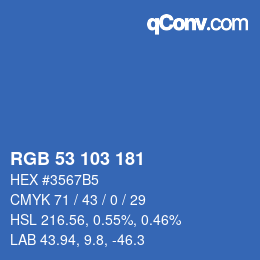 Color code: RGB 53 103 181 | qconv.com