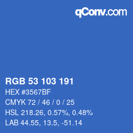 Color code: RGB 53 103 191 | qconv.com