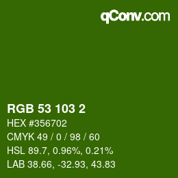 Color code: RGB 53 103 2 | qconv.com