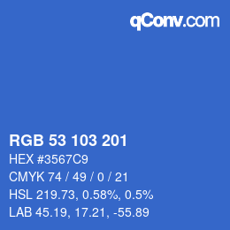 Color code: RGB 53 103 201 | qconv.com
