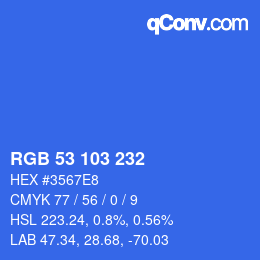 カラーコード: RGB 53 103 232 | qconv.com