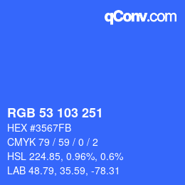 カラーコード: RGB 53 103 251 | qconv.com