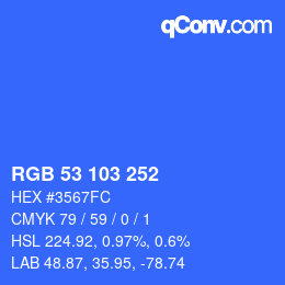 Color code: RGB 53 103 252 | qconv.com