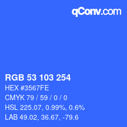 Color code: RGB 53 103 254 | qconv.com