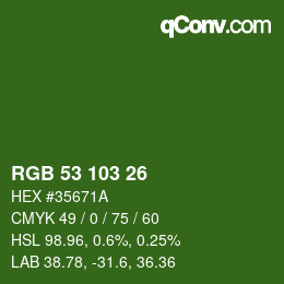 カラーコード: RGB 53 103 26 | qconv.com