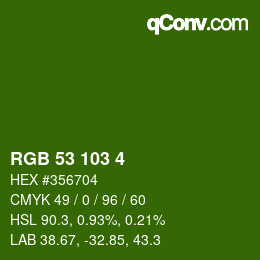 Color code: RGB 53 103 4 | qconv.com