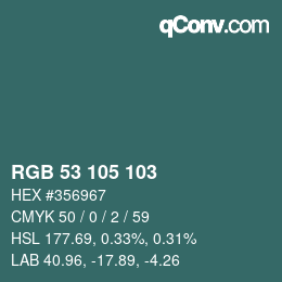 颜色代码: RGB 53 105 103 | qconv.com