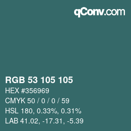 Color code: RGB 53 105 105 | qconv.com